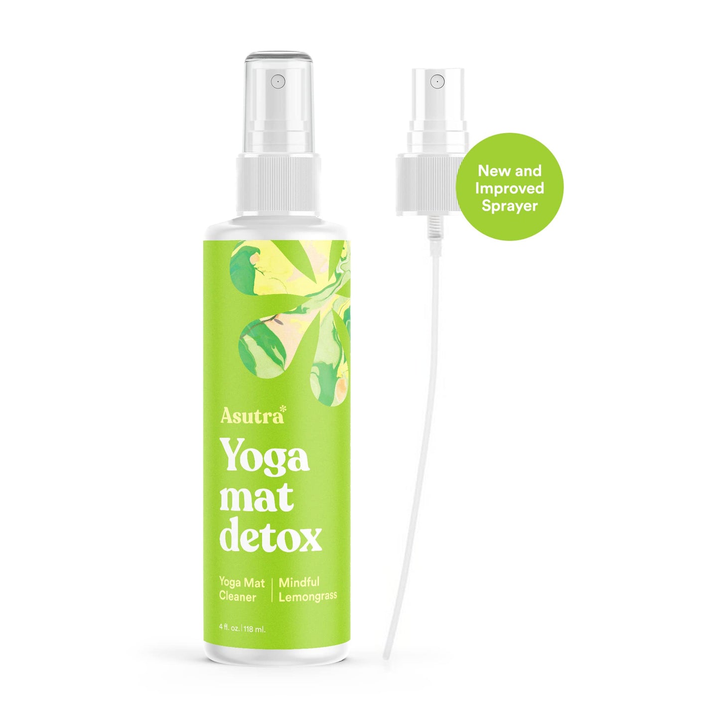 ASUTRA Yoga Mat Cleaner Spray (Mindful Lemongrass), 4 fl oz - No Slippery Residue, Organic Essential Oils Deep-Cleansing for Fitness Gear & Gym Equipment, Microfiber Towel Included