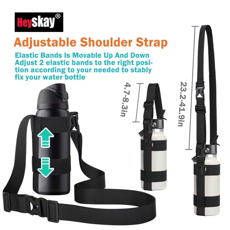 HEYSKAY 2PCS Water Bottle Holder with Strap, Water Bottle Sling with Adjustable Shoulder Strap and Carabiner for Owala FreeSip 24-40oz, Hydro Flask and Universal Water Bottles, for Walking, Hiking