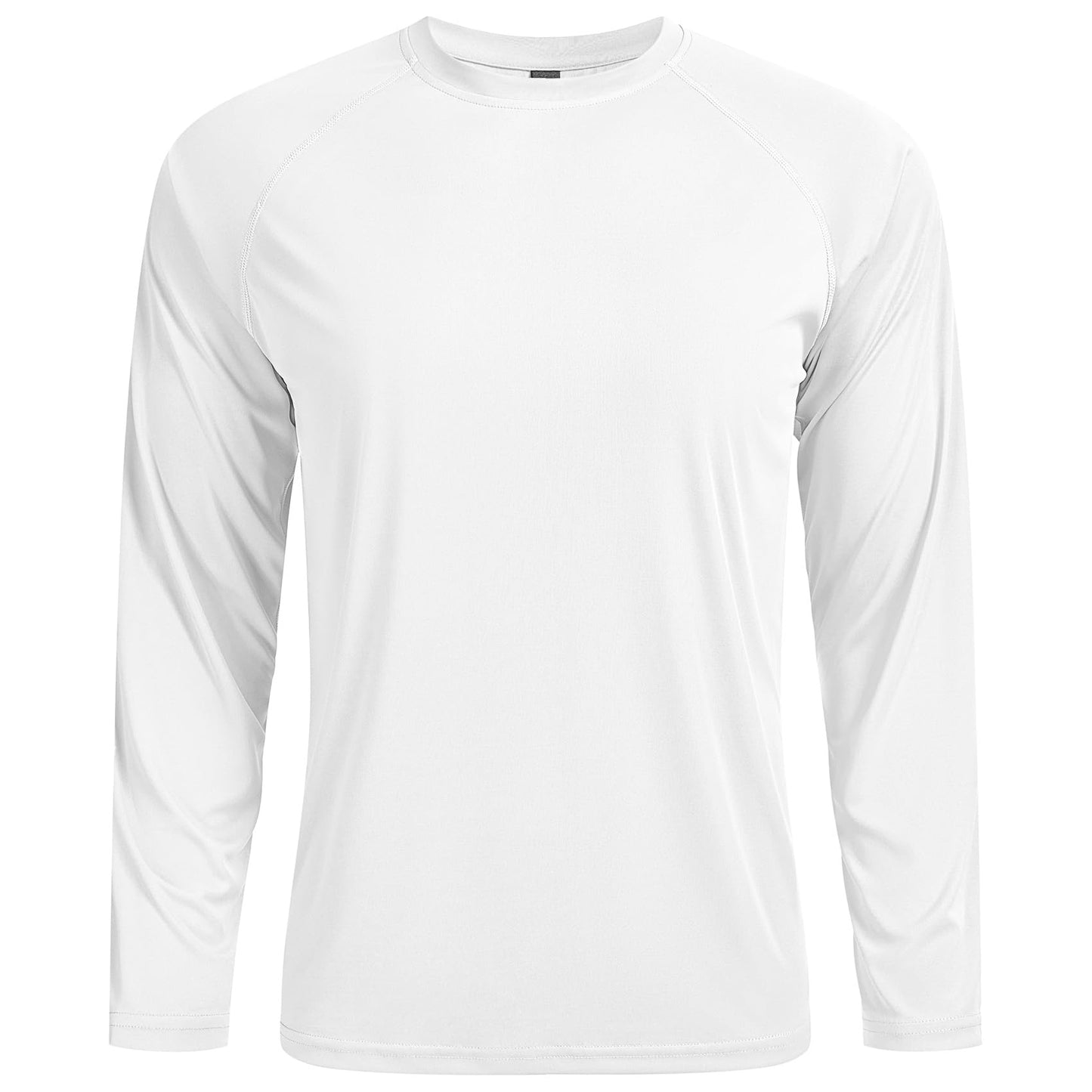 Men's UPF 50+ Swim Shirt Rash Guard Long Sleeve Quick Dry Lightweight SPF Sun Shirts for Hiking Fishing Running White L