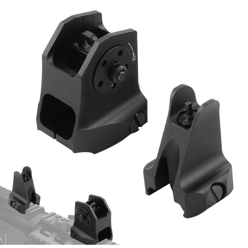 TFFUAM Tactical Fixed Front Rear Iron Sight Combo Set Rapid Transition Backup Sights for Picatinny Weaver Rail Mount Black