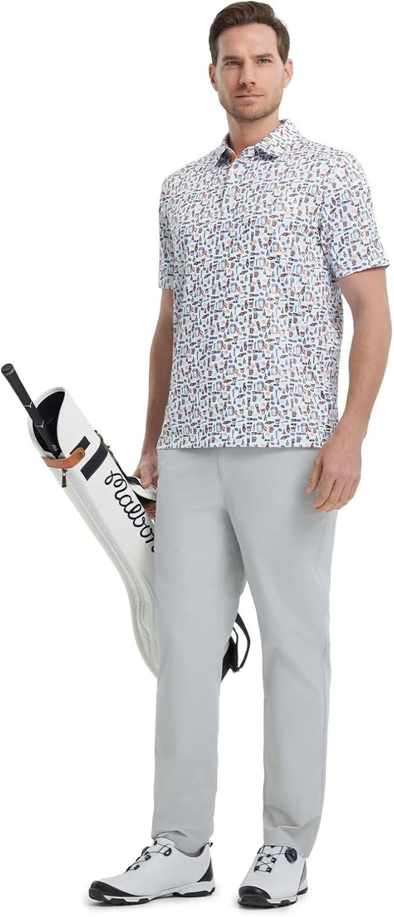 Mens Golf Shirt - Short Sleeve Moisture-Wicking Polo with Performance Patterns | Dry Fit Design