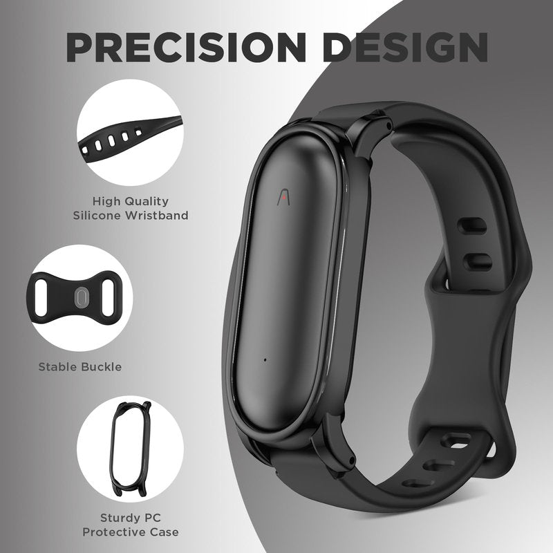 Wacanc Silicone Wristband Compatible with Plaud NotePin Voice Recorder,PC Case with Adjustable Wearable Strap for Plaud NotePin S (2025),Lightweight Replacement Strap Secure Fit Accessories (Black)