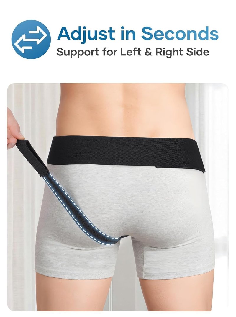Tovrinala Hernia Belts for Women Inguinal, Hernia Belt for Women, Inguinal Hernia Support for Left or Right Side, Comfortable Adjustable Waist Strap with Removable Compression Pads, Black