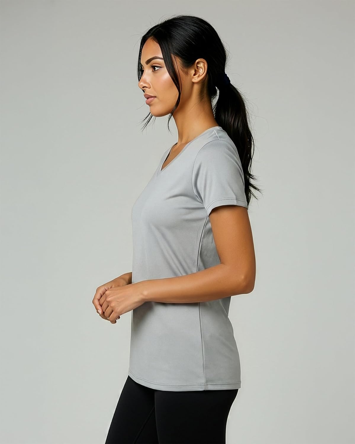 Women's Dry-Fit V-Neck Short Sleeve Workout Tee - 5 Pack | Plus Size Available
