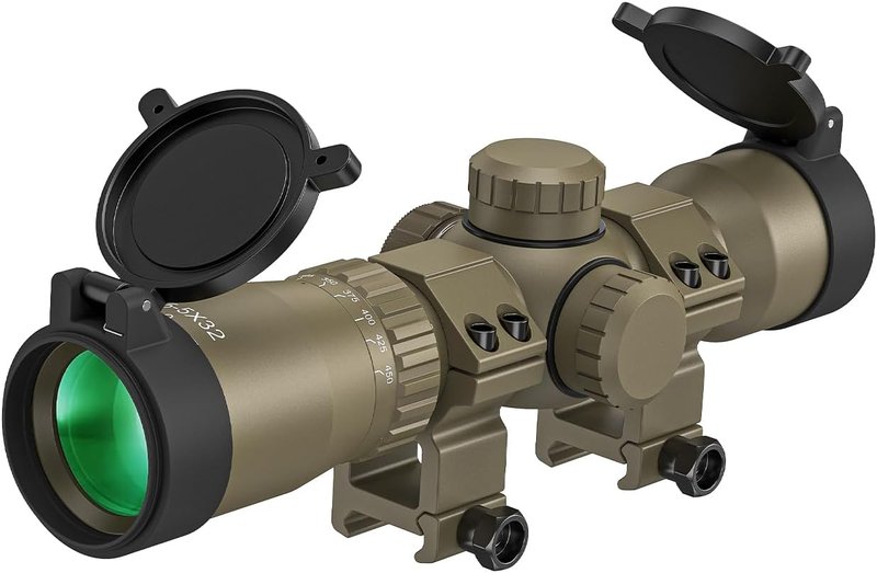 CVLIFE Crossbow Scope - 1.5-5x32 Etched Glass Reticle | Red Green Illumination, 20-100 Yards