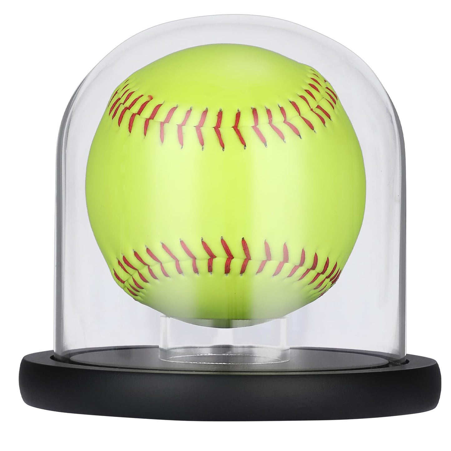 GUSHBIN Softball Display Stand Glass Ball Holder with Acrylic Stand Clear Round Baseball Holder Sport Collection Showcase Box for Tennis Pool Balls Golf Balls