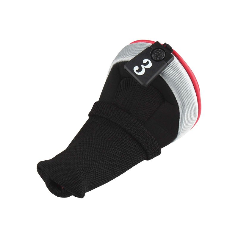 Andux 6pcs/Set Golf Club Head Covers Woods Drivers Fairway Hybrid Set Long Neck (3 Hybrid + 3 Woods) (Black/Red)