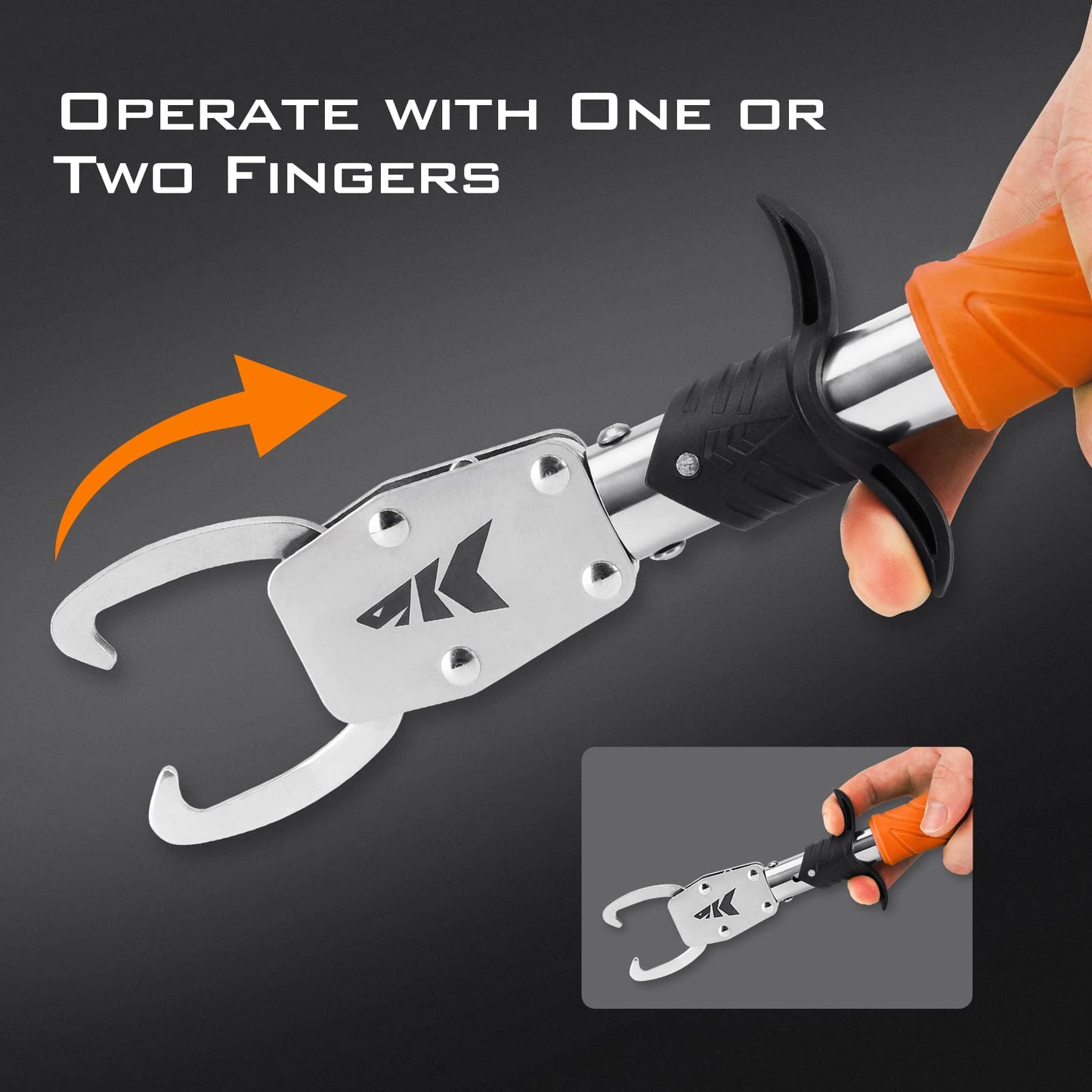 KastKing 7” Fishing Pliers with Fish Lip Gripper, Upgraded Split Ring Plier and Fish Lip Gripper, Orange