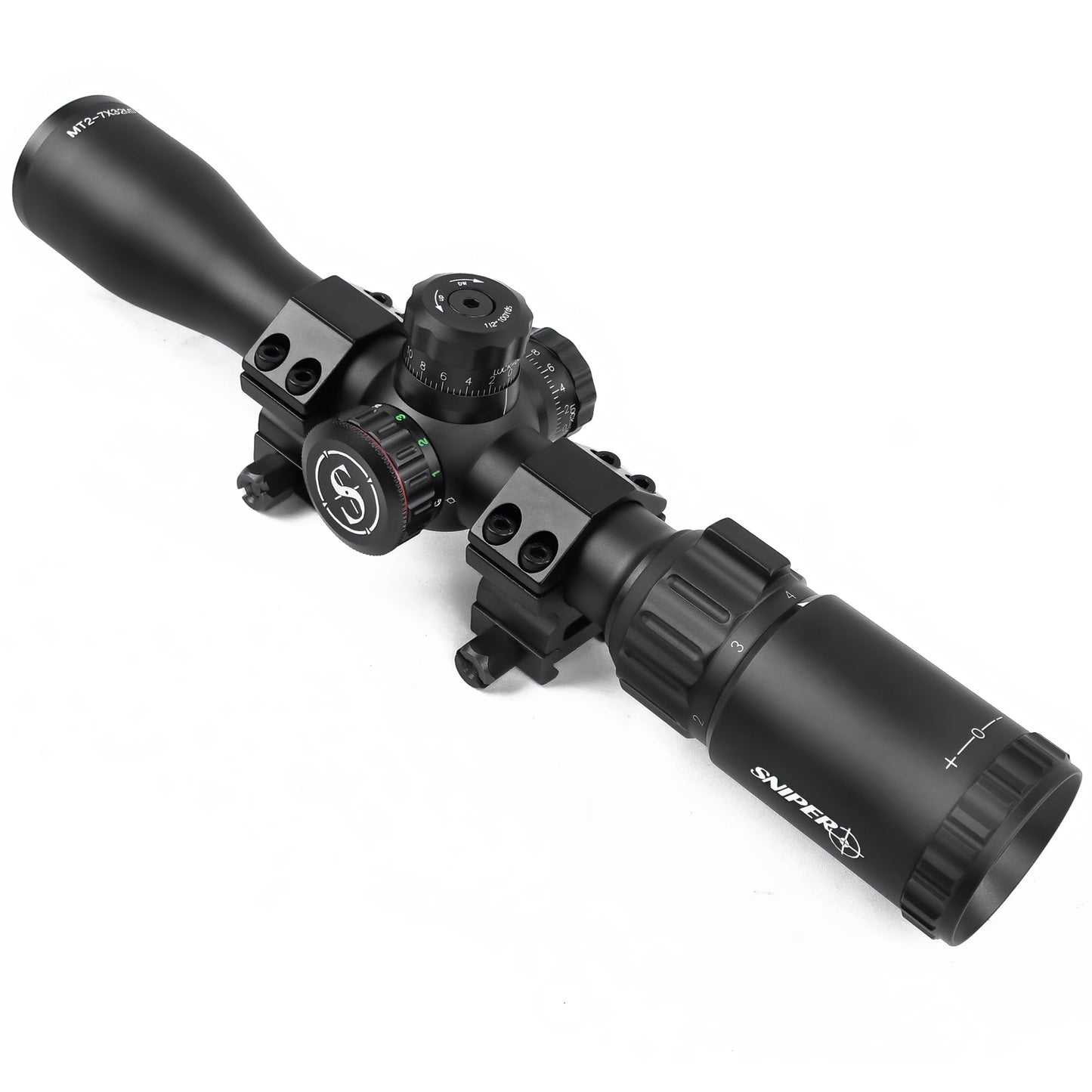 Rifle Scope 2-7X32 Rimfire Mildot 1-inch Tube Rifle scopes Illumination in Red, Green, for Hunting
