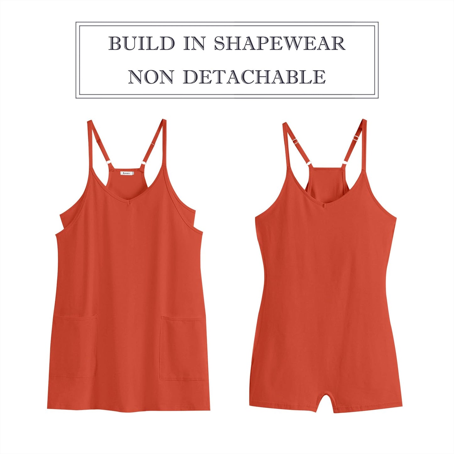 ANRABESS Women Athletic Dress Summer Tennis Workout Active Sports Mini Romper Dress Built in Shorts Travel Vacation Clothes Red X-Smal