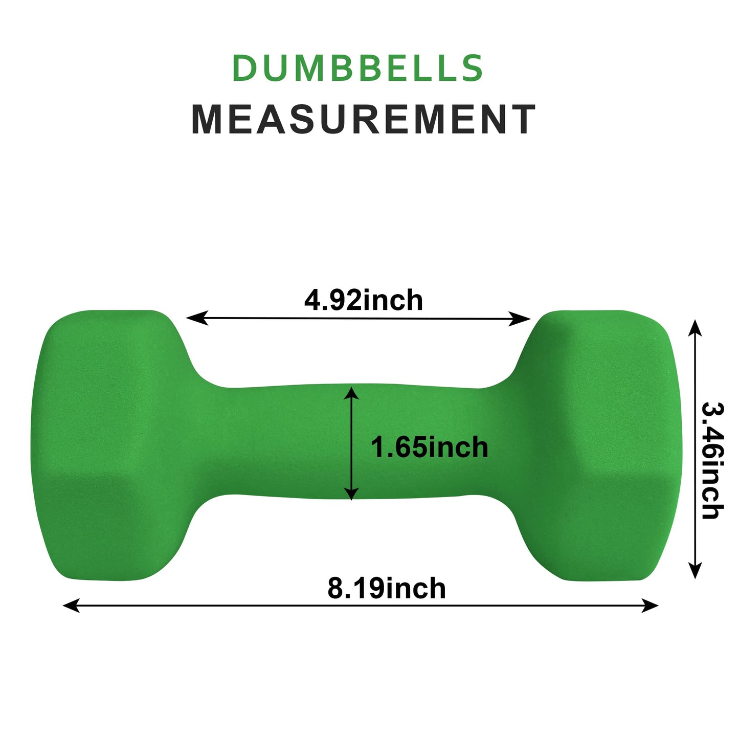 Balelinko Home Gym Equipment Workouts Strength Training Weight Loss Pilates Weights Yoga Sets Weights for Women, Men, Seniors and Youth, 7LB Green, Pair