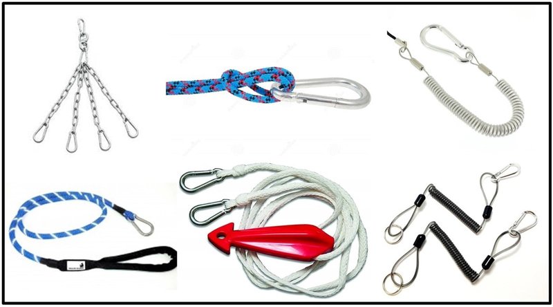 Branded Boards Black & Silver Zinc-Galvanized Heavy Duty Bushcraft Carabiner Spring Snap Clip Link Hooks 200-500lb Load 2, 6 & 12 Packs (Black-7cm-12 Pack)