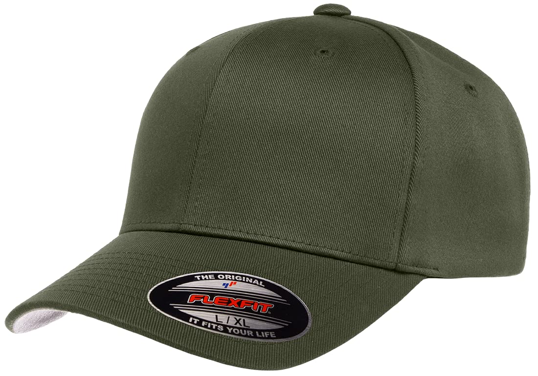 The Hat Pros Original Flexfit Wooly Cotton Twill Cap - Large-X-Large - Olive