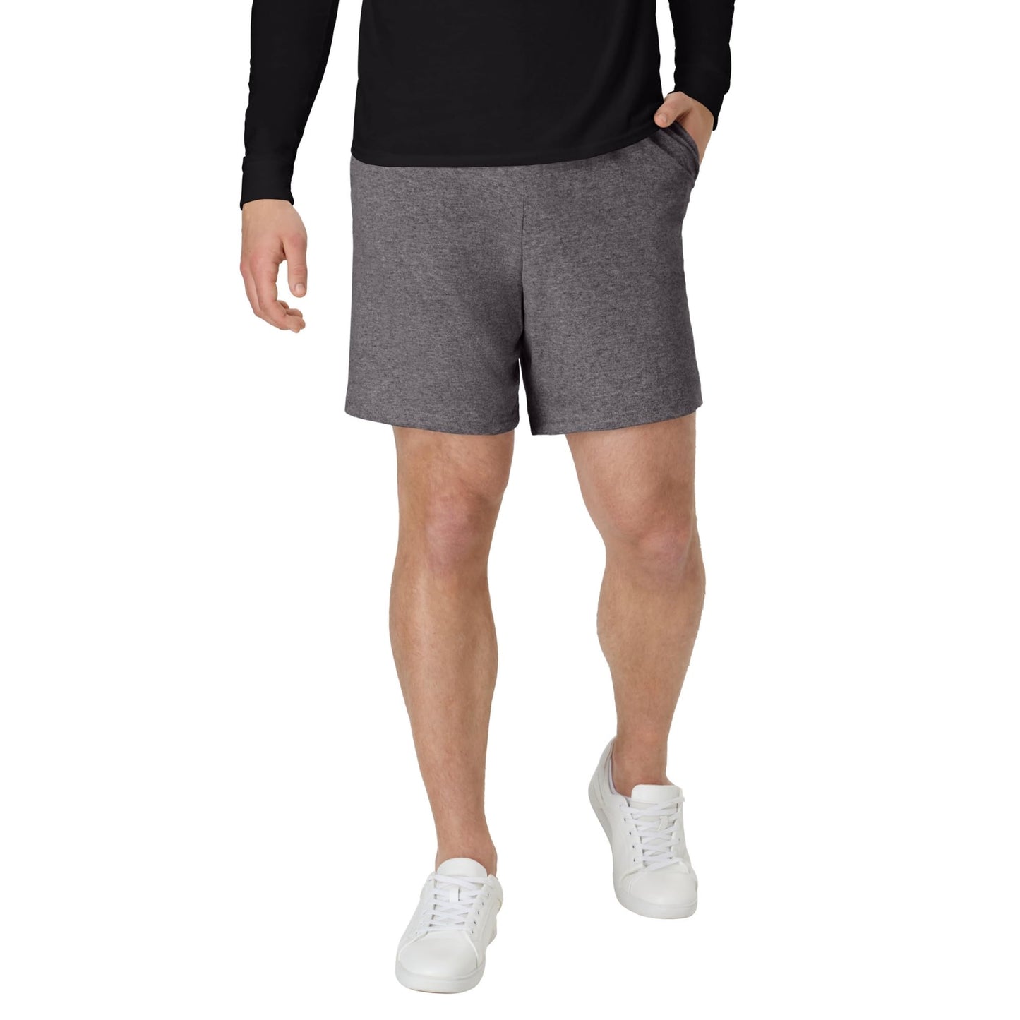 Hanes Mens Jersey Cotton With Pocket Workout-and-training-shorts, Charcoal Heather, Large US