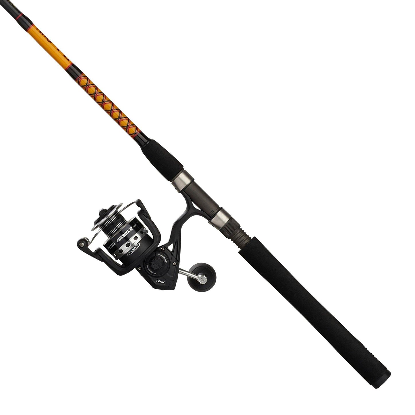 Ugly Stik Bigwater Fishing Rod & Penn Pursuit IV Spinning Reel Combo, Black/Red/Yellow