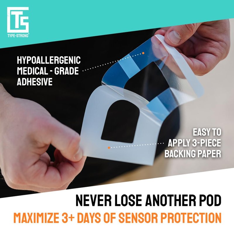 Type Strong Omnipod 5 Overpatches, CGM Adhesive Patches for Sensitive Skin. Waterproof & Sweatproof for 3+ Days of Protection, Pre-Cut Adhesive Tape, Durable, Hypoallergenic, Easy to Apply. 20 Pack