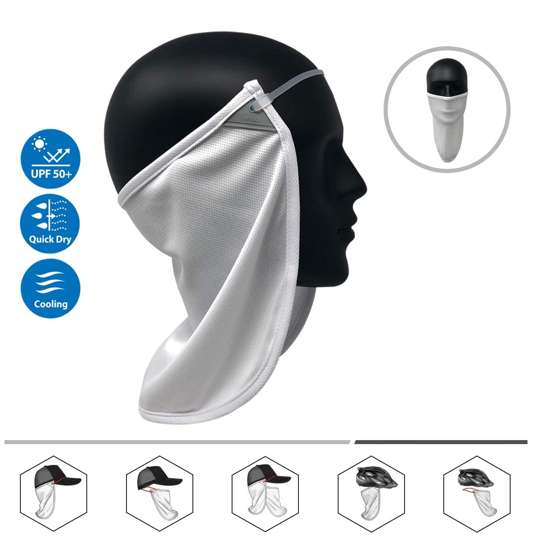 CoolNES - UV Sun Protection Neck Drape Adjustable Multifunctional 2 in 1 Face Covering for Outdoor Fishing - Unisex White