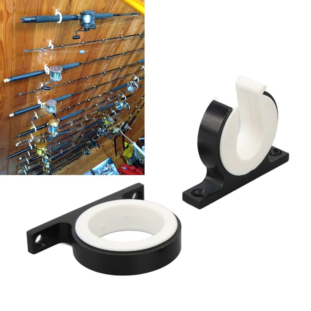 2 Pcs Aluminium Boat Mounted Holder Fishing Accessory Horizontal Vertical Fishing Rod Management Wall Mounted Holder for RVs Ships(3160AAB Black)