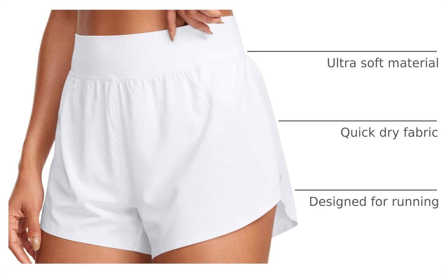 CRZ YOGA High Waisted Split Running Shorts 3" White X-Small