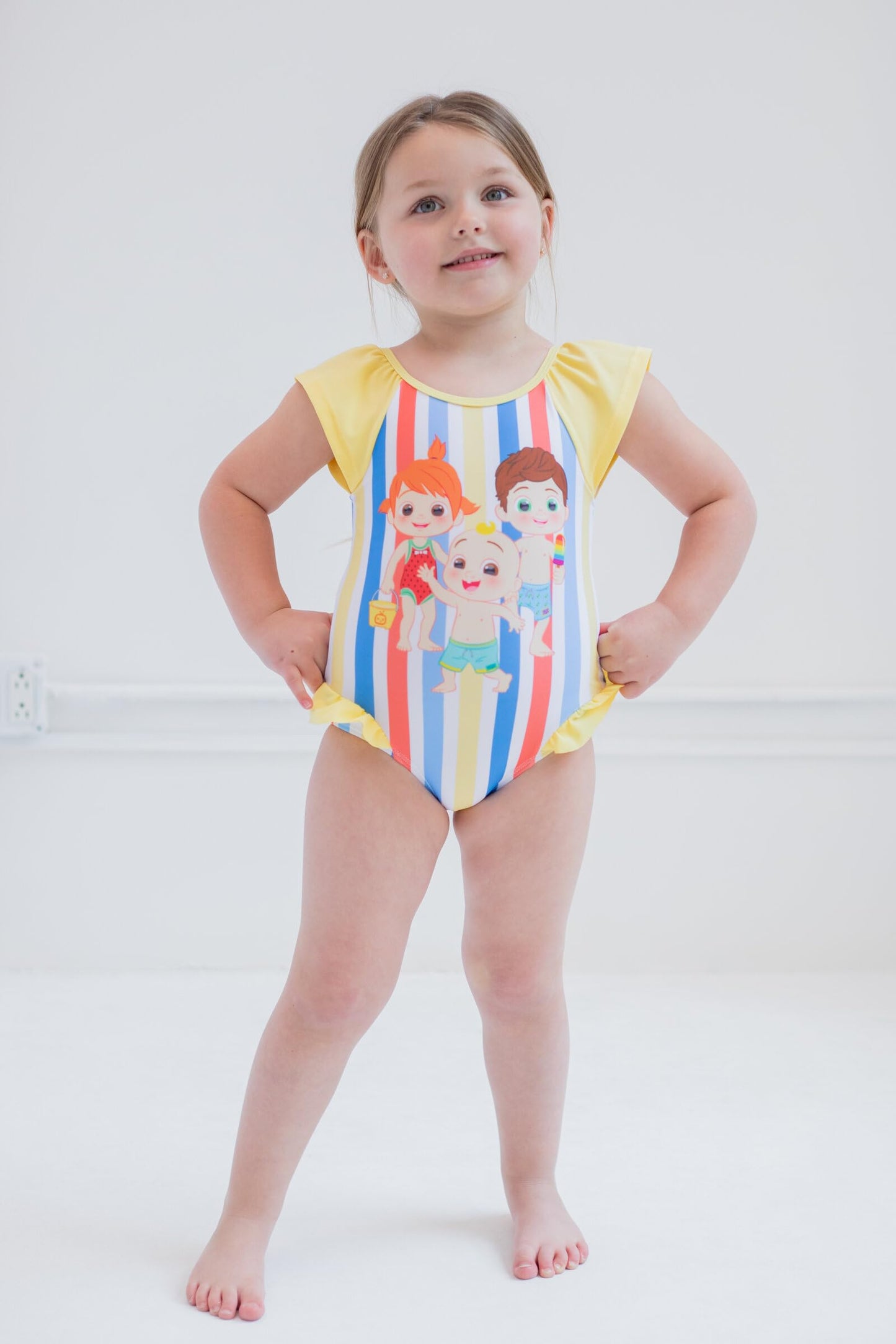 CoComelon Yoyo Tomtom JJ Toddler Girls One Piece Bathing Suit Multicolor 4T