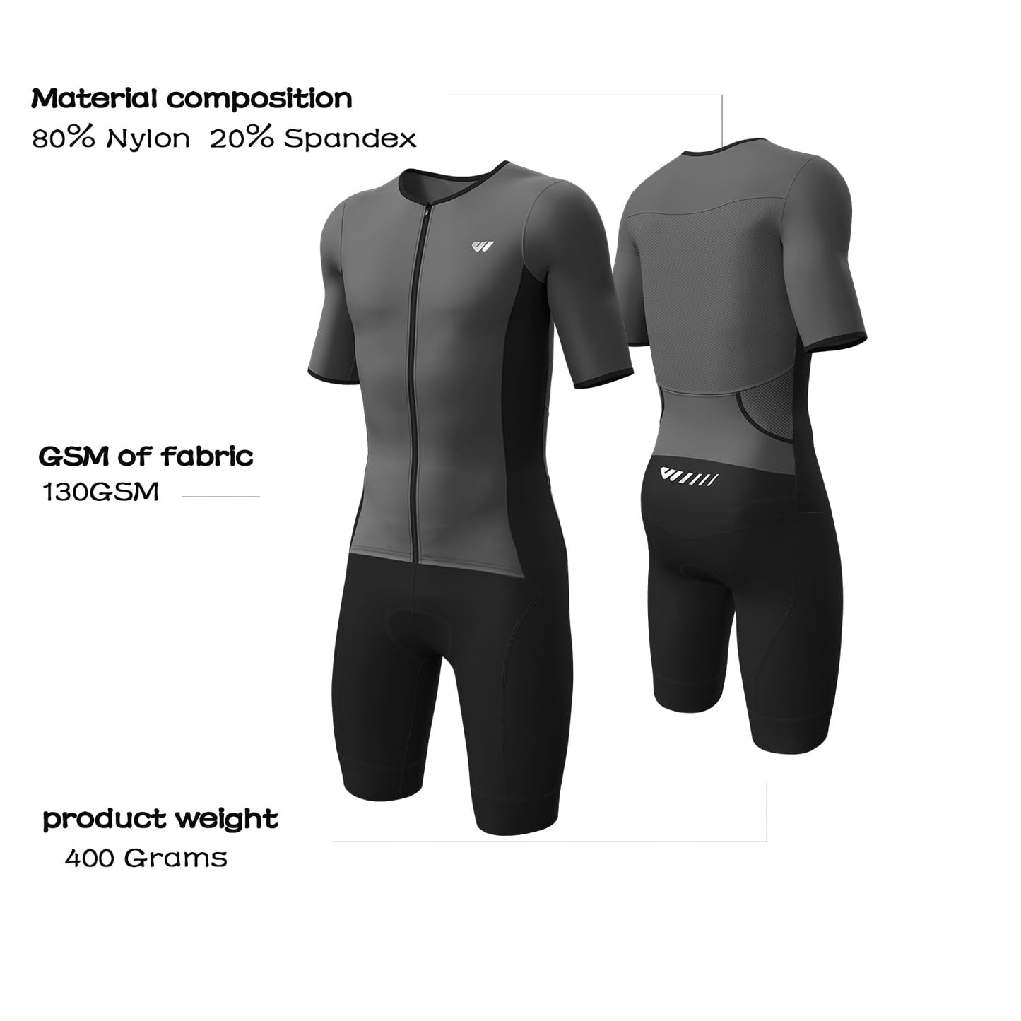Lo.gas Logas Men‘s Triathlon Suit Trisuit Race Skinsuit Cycling Speed Suit Swimskin Bike Swim Run