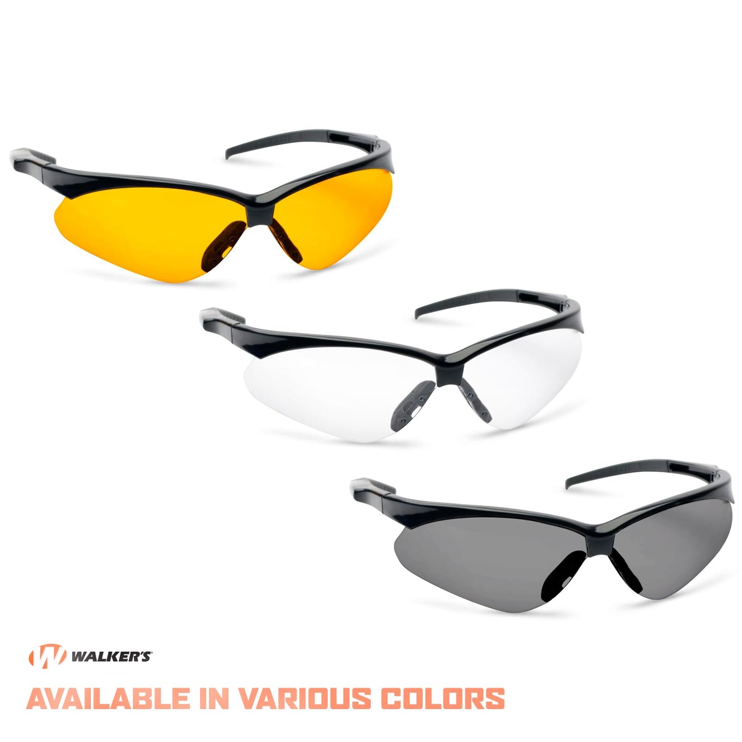 Walker's Crosshair Sport Shooting Glasses - Lightweight Impact-Resistant Polycarbonate Lenses Soft Non-Slip Adjustable UV Protection Hunting Range Shooting Sports Glasses, Clear