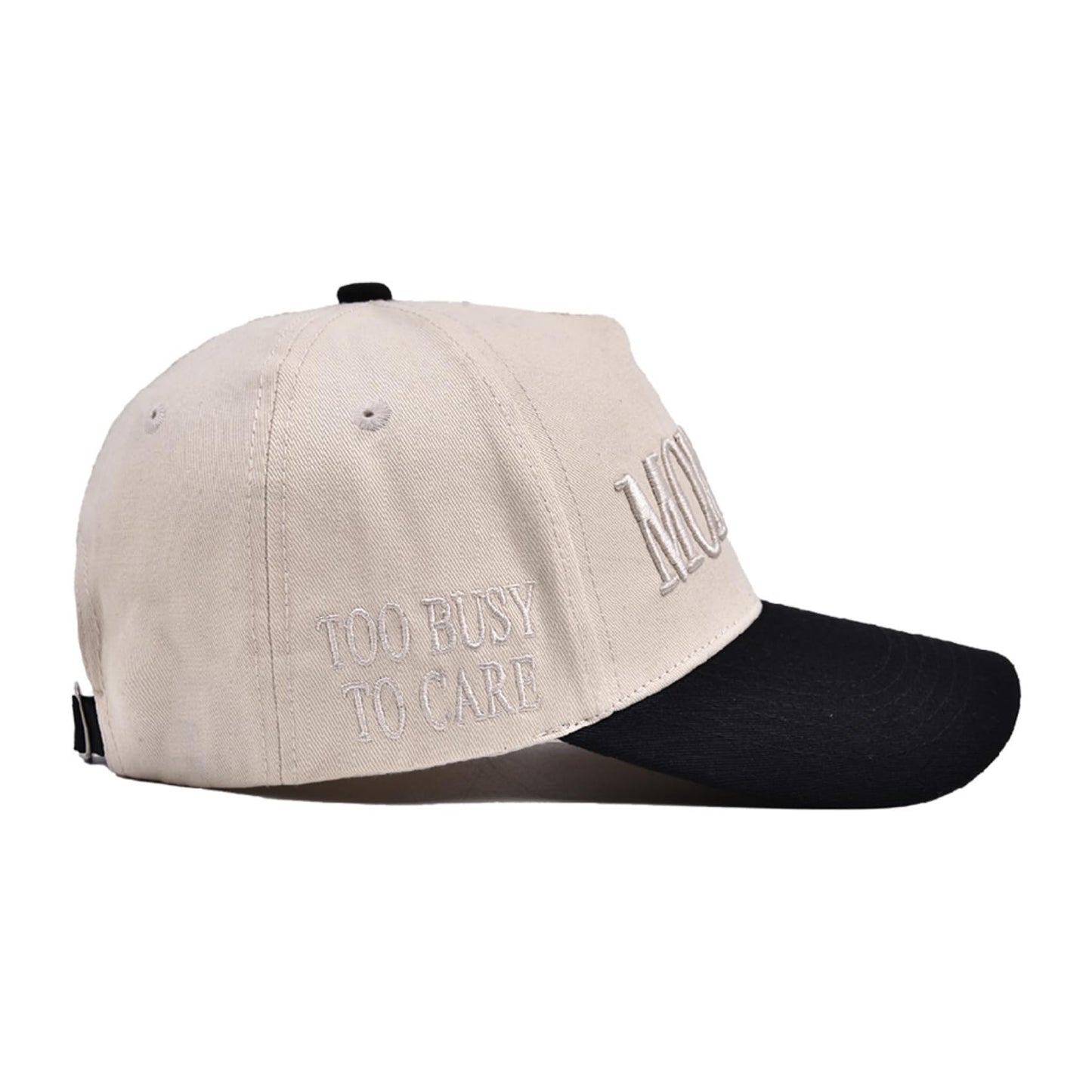 Mommin Baseball Cap for Women Men Vintage Embroidered Mom Trucker Hat Adjustable Canvas Vintage Hat for Casual Wear (Beige/Black)
