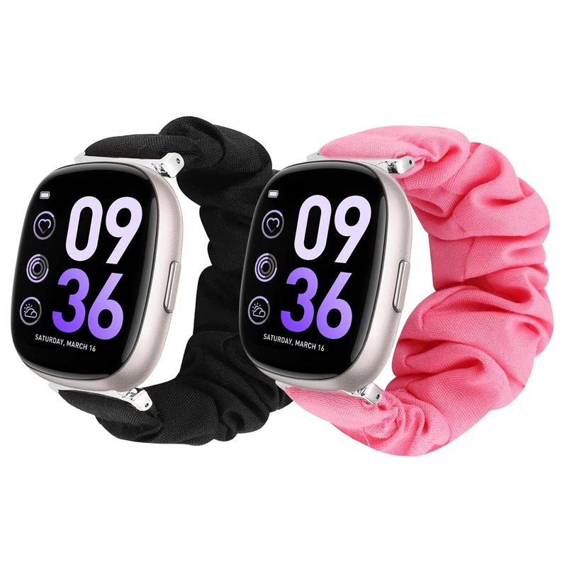 LYSANDRA 2 Pack, Compatible with Sanorum G56 Watches Band, 22mm Quick Release Scrunchie Strap Stretchy Cute Elastic Replacement Fabric Band Women (2 Pack A, for 22mm watch band)