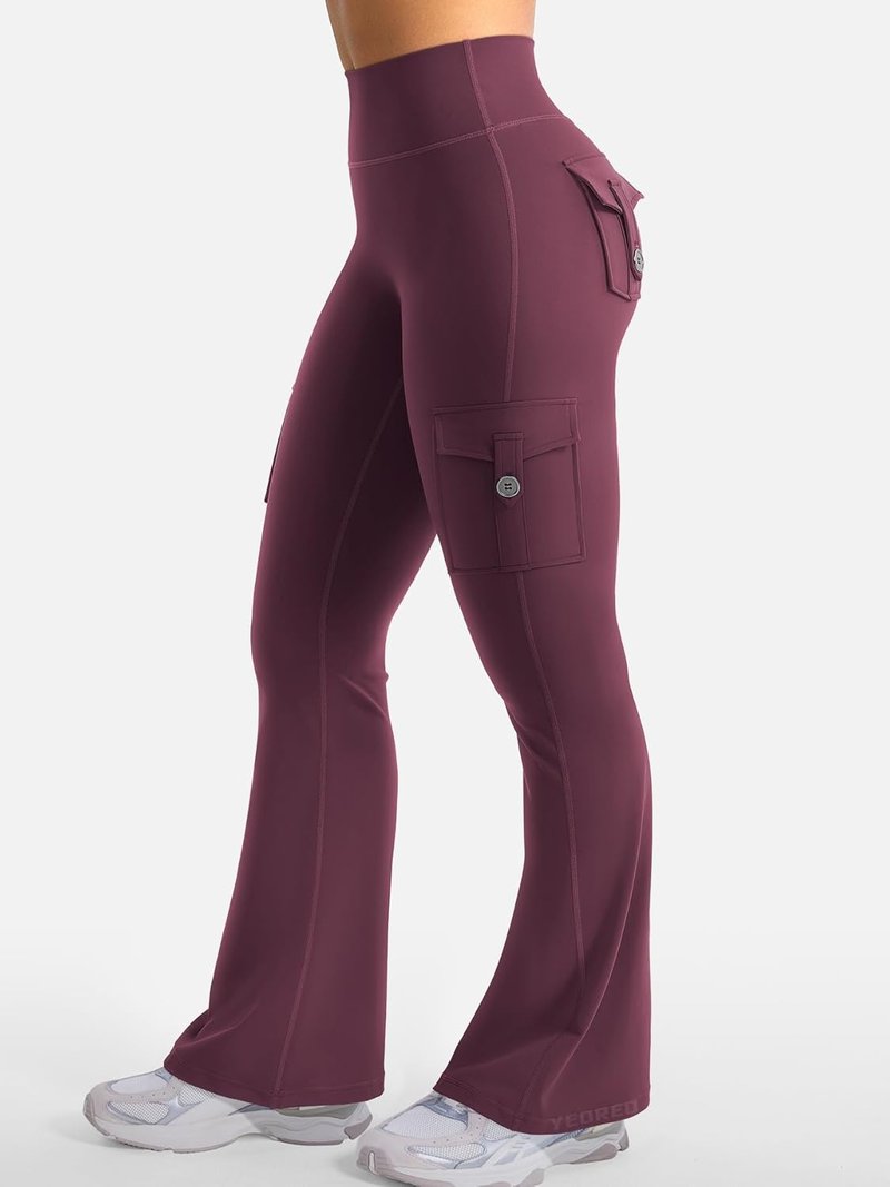 CoreFlex Women’s Workout Flare Leggings - High Waisted, Hidden Pockets, No Front Seam | Gym & Yoga