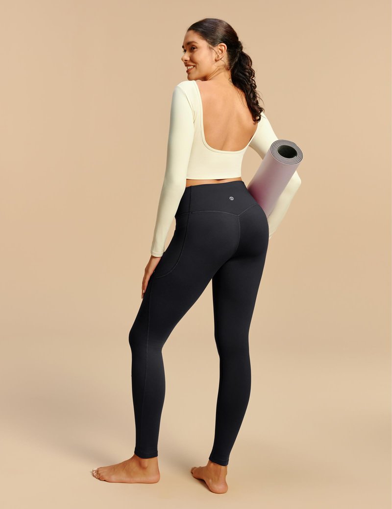 Heathyoga Fleece Lined Leggings Women with Pockets Thermal Leggings for Women Tummy Control Warm Winter Pants Yoga Pants Black