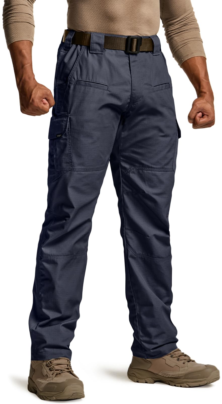 CQR Men's Tactical Pants, Water Resistant Ripstop Cargo Pants, Lightweight EDC Work Hiking Pants, Outdoor Apparel, Raider Police Navy, 34W x 32L