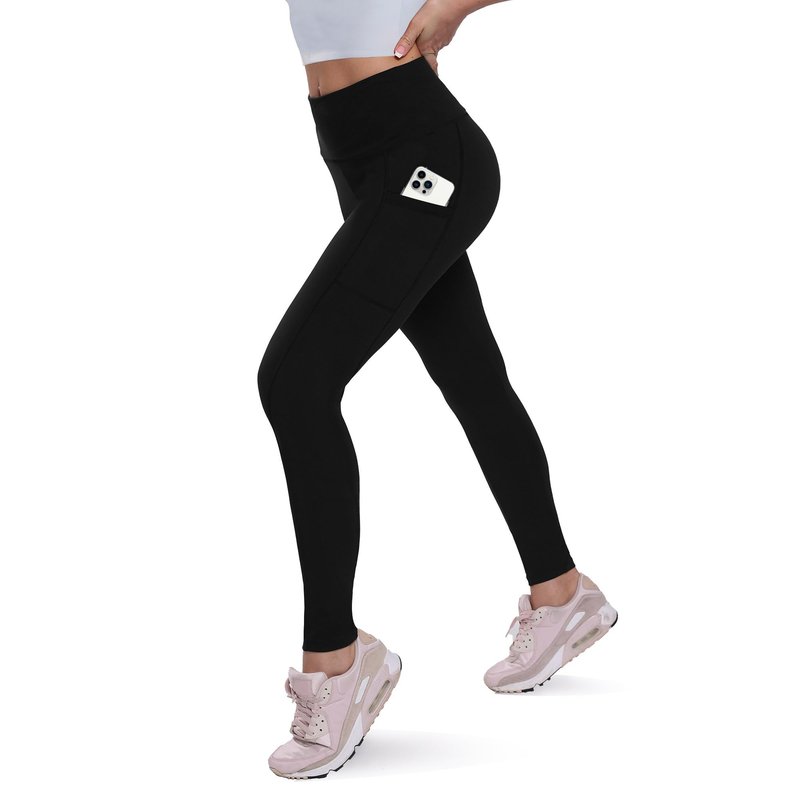 QGGQDD Womens Fleece Lined Leggings with Pocket - Soft Tummy Control High Waisted Winter Thermal Warm Yoga Pants for Workout Hiking Pkt-Black Large-X-Large