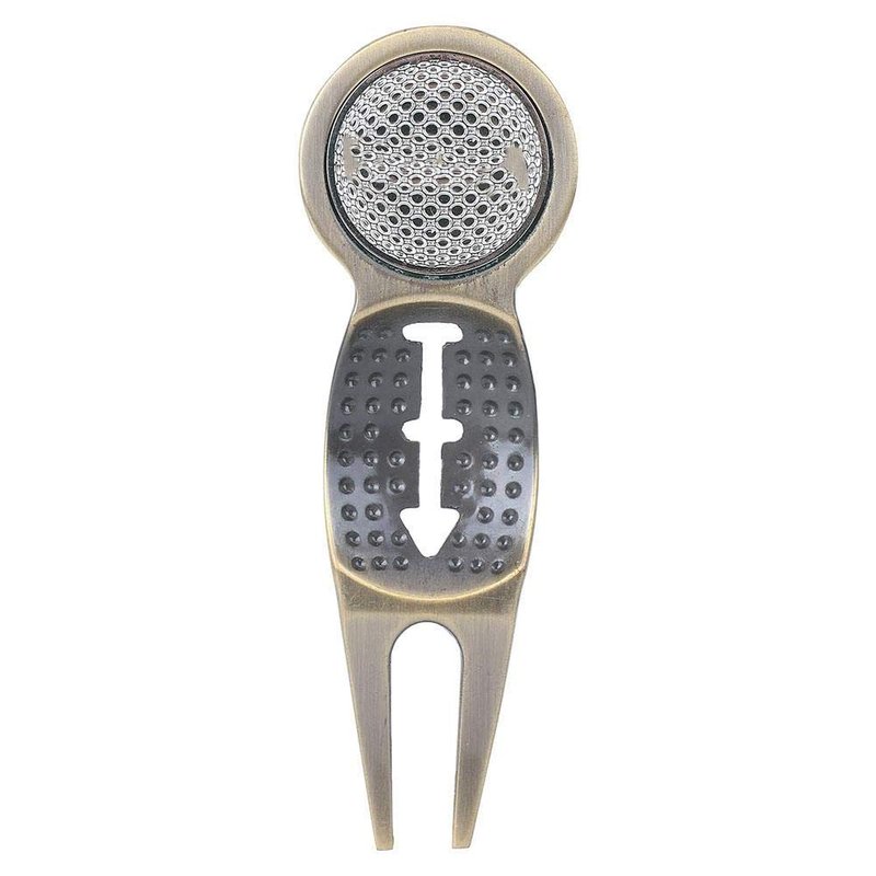 Golf Divot Repair Tool, Portable Zinc Alloy Green Fork with Magnetic Ball Markers Ball Line Drawing Function for Golfers Golf Course Maintenance Travel Use