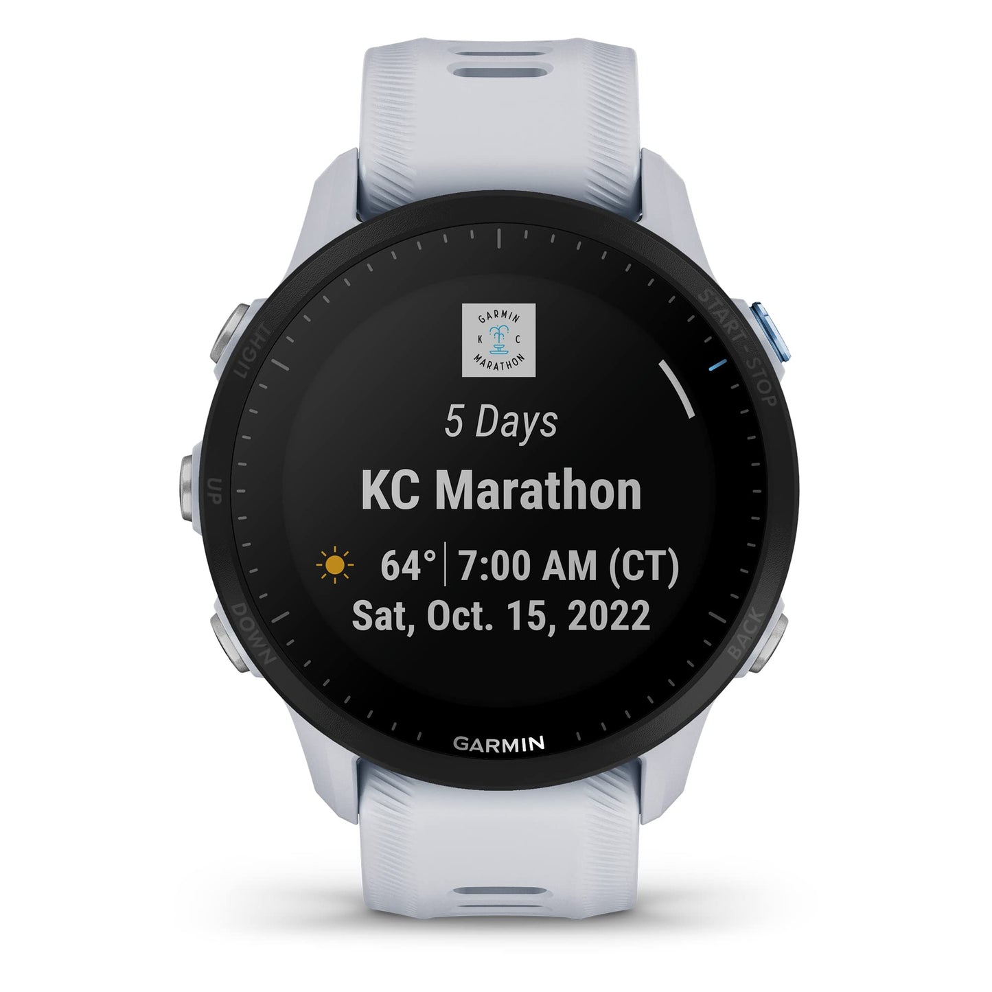 Garmin Forerunner® 955, GPS Running Smartwatch, Tailored to Triathletes, Long-Lasting Battery, Whitestone