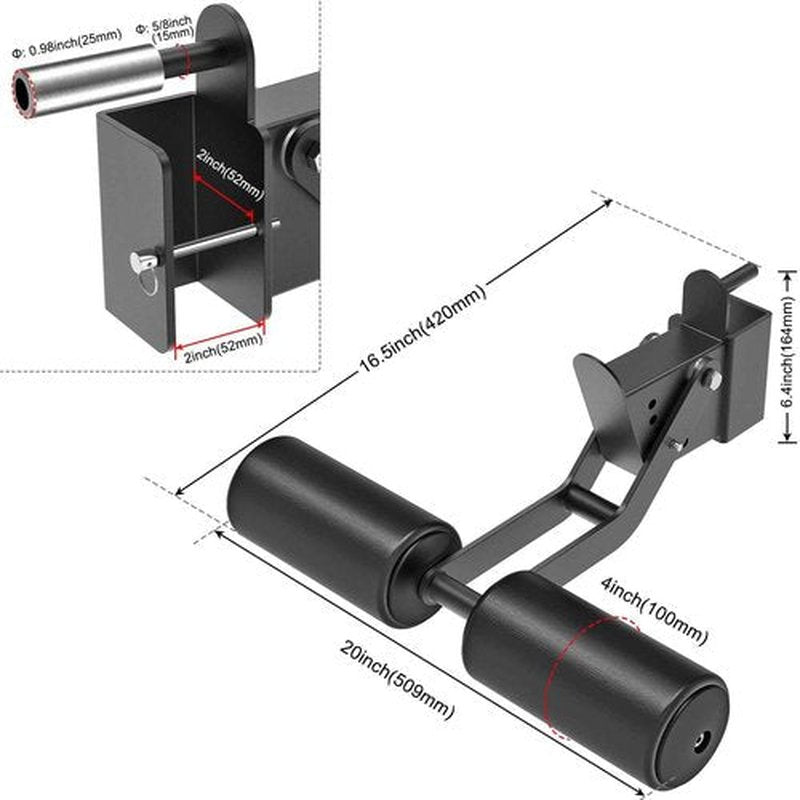 Kipika Nordic Hamstring Curl Squat Rack Attachment for 2" x 2" Power Rack with 5/8" or 1" Hole - Adjustable Leg Hold Down Attachment with Premium Leather Surface - for Ultimate Home Gym Experience