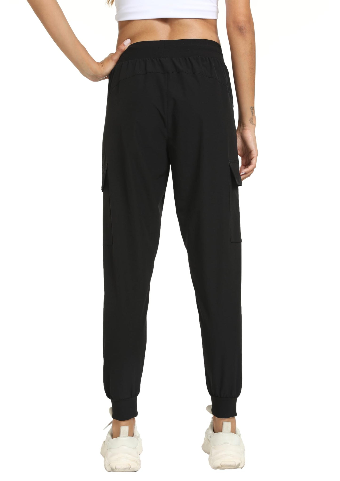 zsenoxaxi Women's Joggers Cargo Pants Lightweight Quick Dry Hiking Running Pants for Athletic Casual & Outdoor(Black,M)