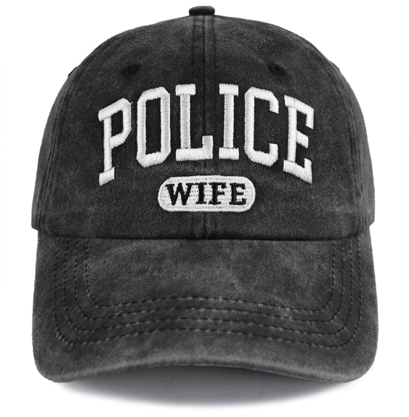 Police Wife Hat for Wifey Her Mrs, Birthday Anniversary Valentine's Day Honeymoon Gifts, Appreciation Proud Police Women Baseball Cap Black