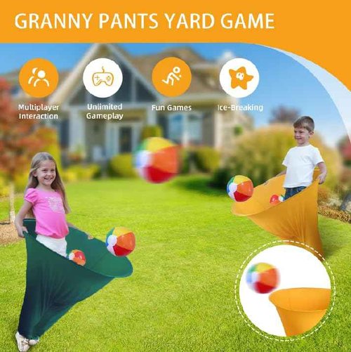 Granny Pants Yard Game Sets(2Pcs), Granny Pants Outdoor Games for Adults and Family, Party Field Day Games with 12 Bouncy Balls, More Balls for Backyard Park Beach (Blue)