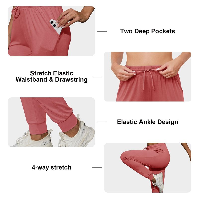 CE' CERDR 3/1 Pack Lightweight Joggers for Women with Pockets Drawstring Athletic Sweatpants for Workout Yoga Running