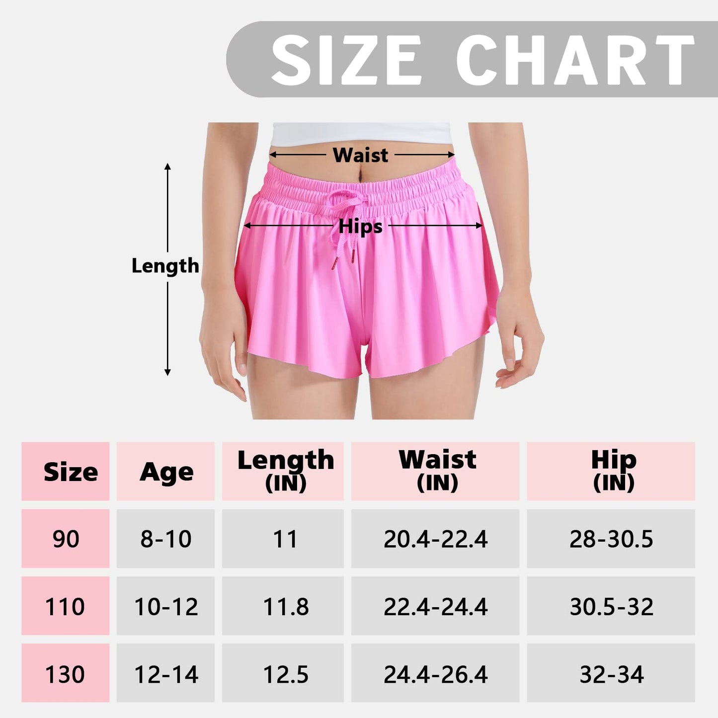 Girls Flowy Skirt Shorts Preppy Shorts 2 in 1 Butterfly Running Shorts with Pockets for Dance School Wear Gym Fitness Sleep Black