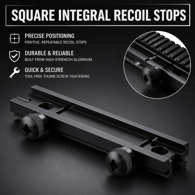 360 Tactical Low-Profile Full Size Riser Mount, 0.5" High 13 Slots Riser Mount 0.5 inch High for Scopes and Optics Three T Trading
