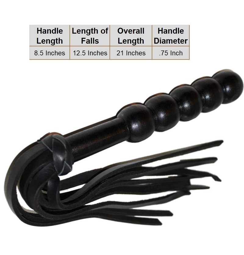 Prairie Horse Supply Leather Flogger - with 50 Premium Leather Tails Braided Handle Grip and Wrist Strap Small Whip Crop