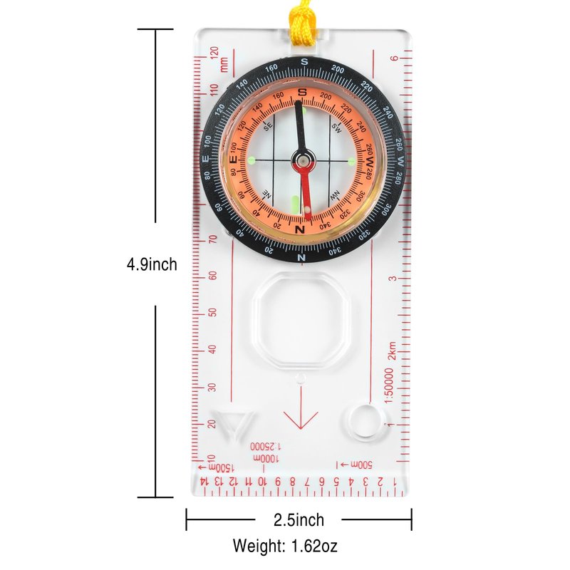 Eyeskey Multifunctional Military Sighting Navigation Compass with Inclinometer | Impact Resistant & Waterproof Compass for Hiking, Camping