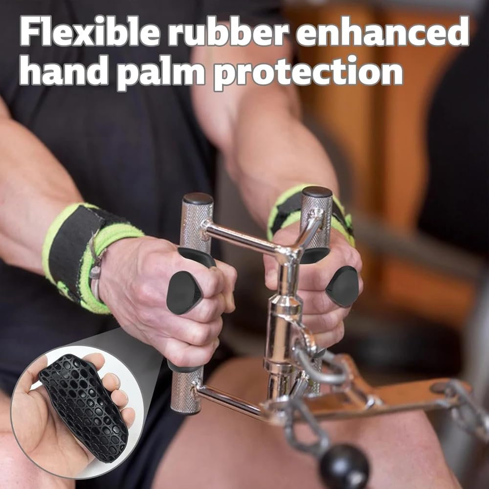 ourgle Anti-Slip Workout Grips - Ergonomic Rubber Hand Protector Gloves for Weight Lifting, Pull-Ups, Gym Training and Exercise, for Men and Women