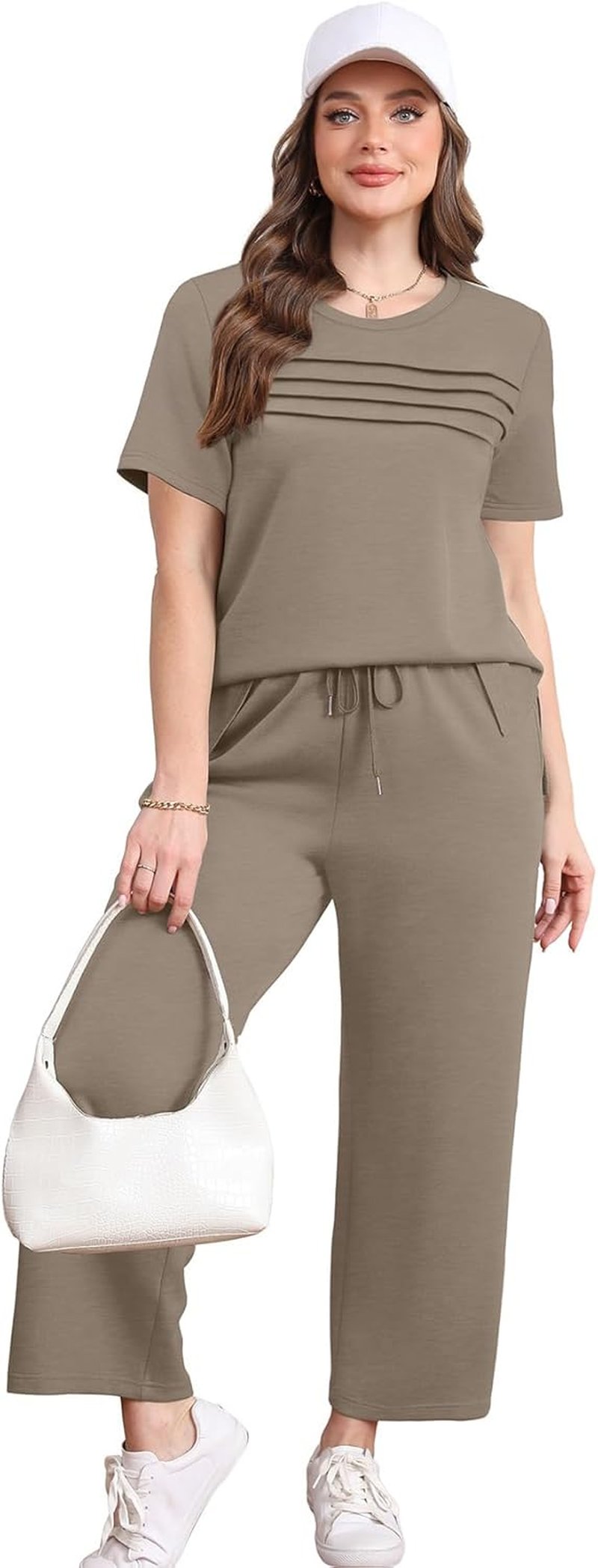 Two Piece Sets for Women - Summer Travel Outfits with Short Sleeve & Wide Leg Pants | S-3XL