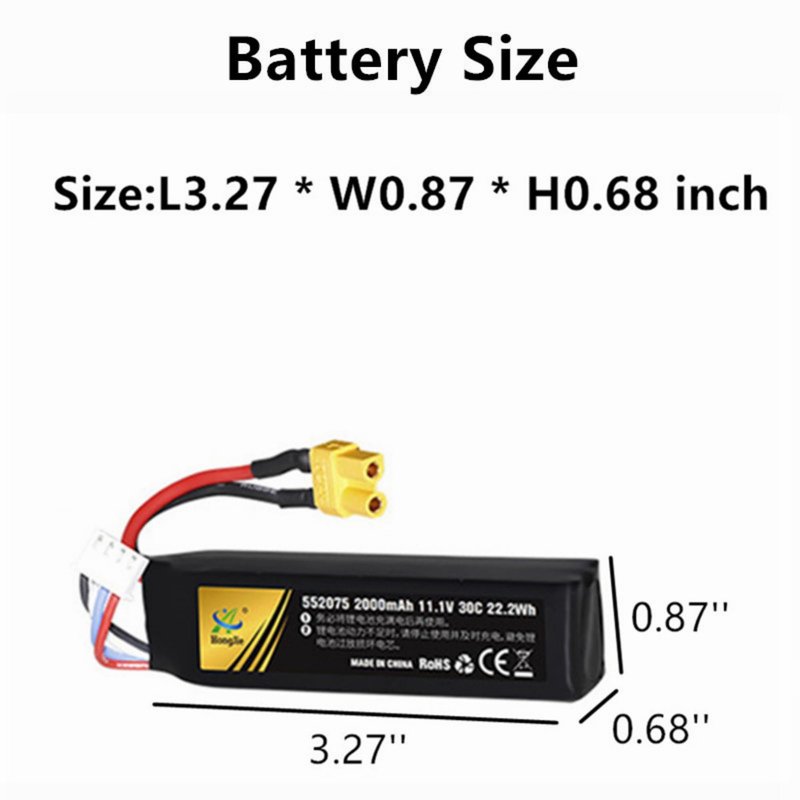 Cecicebb Airsoft Lipo Battery 11.1V 2000mAh with XT30 Connector for Airsoft Gun Rechargeable Batteries 2 Pack with 3S Charging Cable