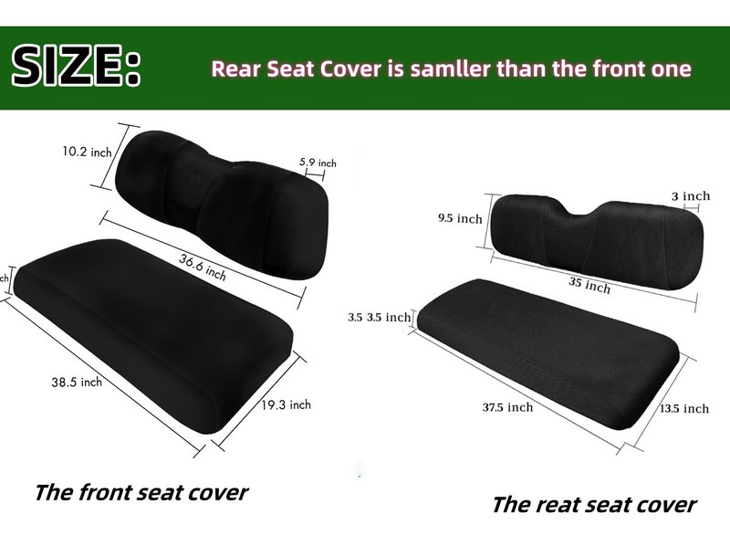 Dr.Acces Golf Cart Seat Cover Front+ reat seat Cover,Polyester Mesh |Breathable Bench Seat Cover for EZGO TXT RXV & Club Car DS 2000-up with 4 Seats (Flat Backrest)