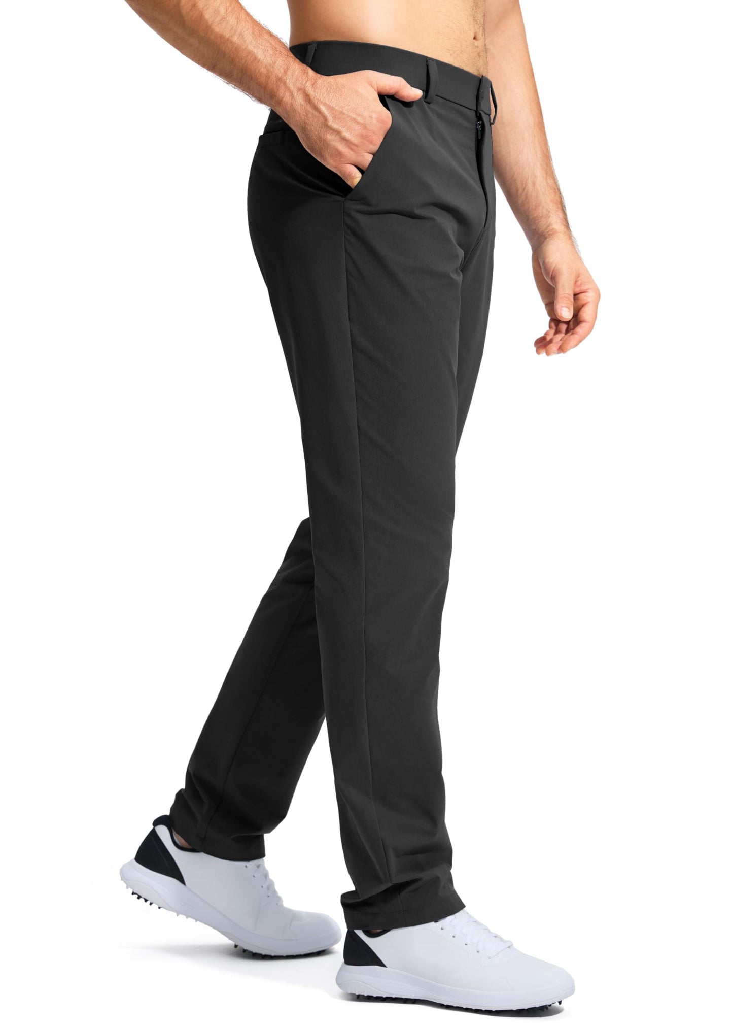 Pudolla Men's Golf Pants Stretch Work Dress Pants Men's Dress Pants 34 Lightweight Quick Dry Trousers with Pockets(Black 35Wx34L)