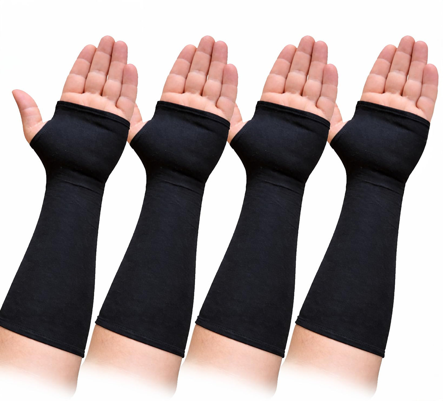 valueify 4-Pack Hand Therapy Liner, Wrist & Forearm Support Under Splints, Braces and Compression Gloves. (Long Large)