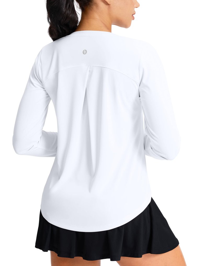 SANTINY Lightweight Long Sleeve Workout Tops for Women Breathable Gym Yoga Athletic Running Hiking Top UPF 50+ Sun Shirts (White_M)